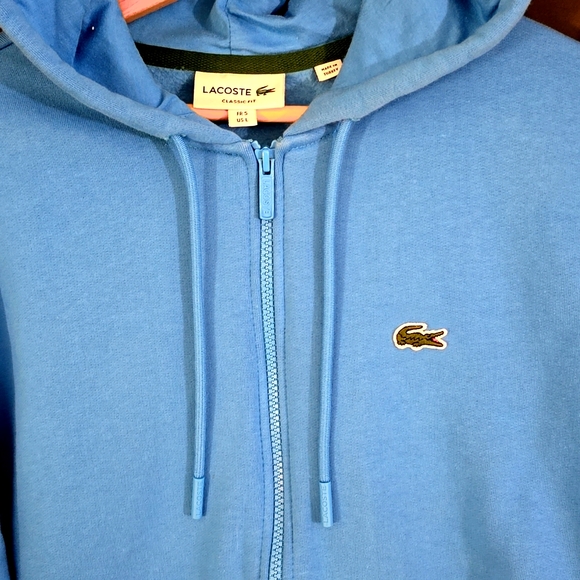 Men's Light Blue Lacoste Zip Up Hoodie - Picture 2 of 5